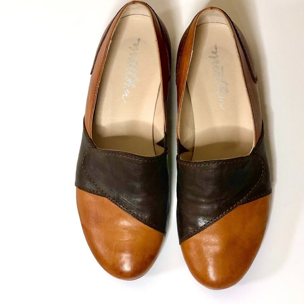 Mentha Tri-color Slip-On Leather Shoes, Size 36 EU (Size 6 US)